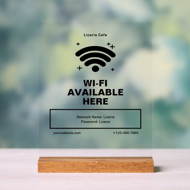 Qr Code Business Name Minimal wifi Details Acrylic Sign (Neutral)