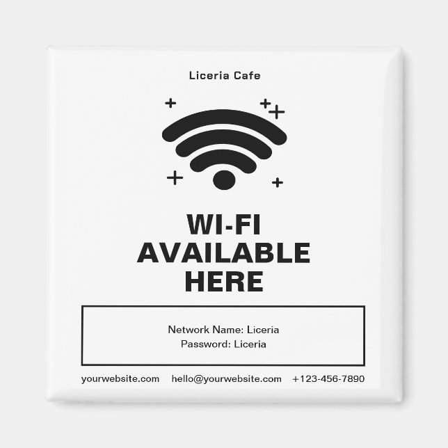Qr Code Business Name Minimal wifi Details Magnet (Front)