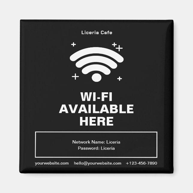 Qr Code Business Name Minimal wifi Details Magnet (Front)