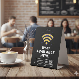 Qr Code Business Name Minimal wifi Details Pedestal Sign