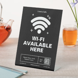 Qr Code Business Name Minimal wifi Details Pedestal Sign