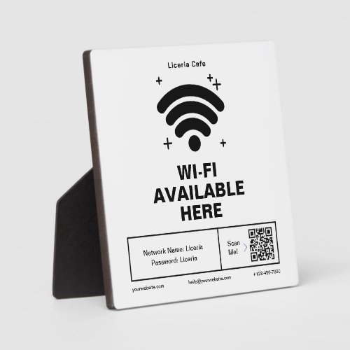 Qr Code Business Name Minimal wifi Details Plaque