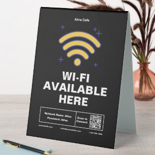 Qr Code Business Name Minimal wifi Details  Table Tent