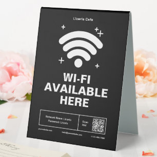 Qr Code Business Name Minimal wifi Details Table Tent