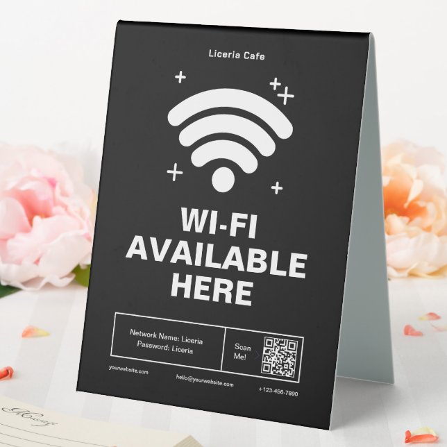 Qr Code Business Name Minimal wifi Details Table Tent (In SItu (Wedding))