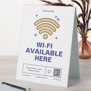 Qr Code Business Name Minimal wifi Details Table Tent