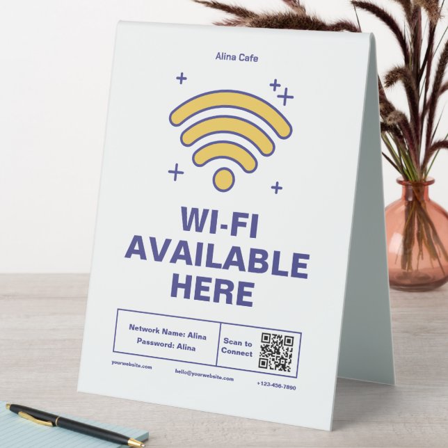 Qr Code Business Name Minimal wifi Details  Table Tent (In SItu (Table))