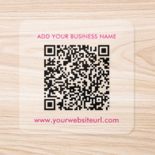 QR Code Business Name Modern Custom Square Sticker