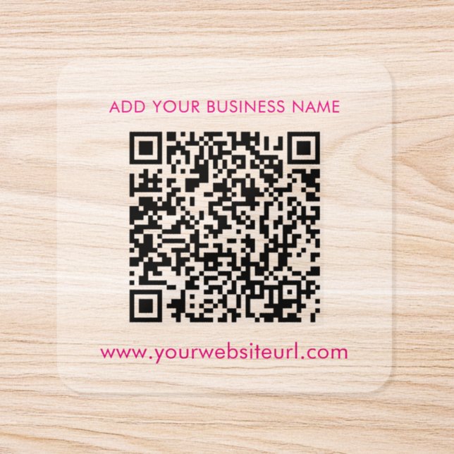 QR Code Business Name Modern Custom Square Sticker (Single)