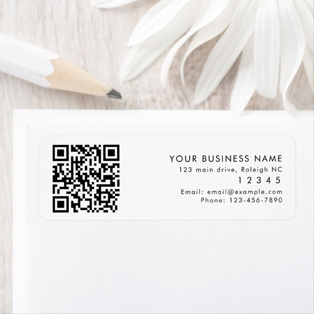 QR Code Business Name Phone Number Return Address Label (Insitu)