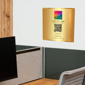 QR Code Business Name Text Logo Glamour Gold Wall Decal