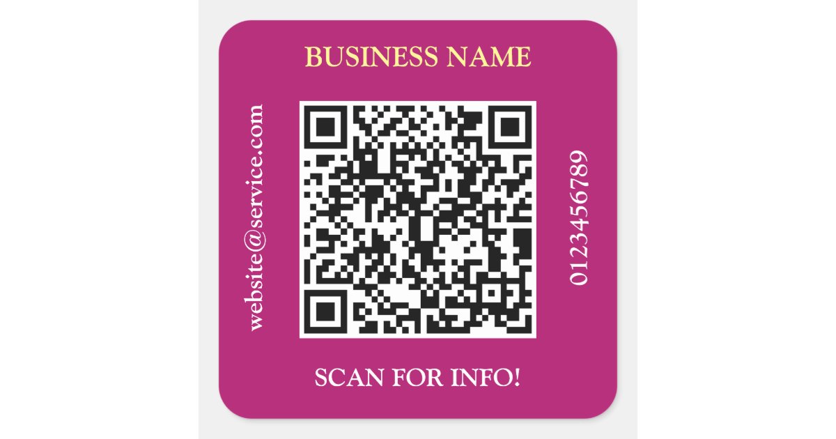 Wr Code Promo QR Code Business Name Website Promo Maroon Square Sticker | Zazzle