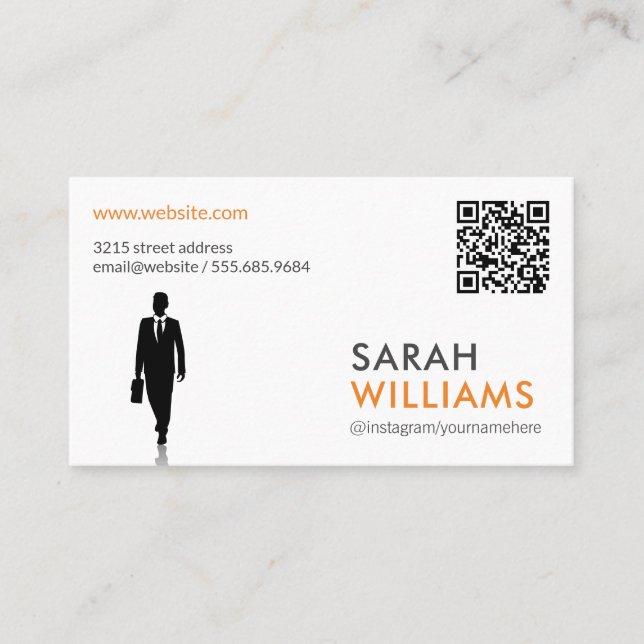 QR Code | Business Person Business Card (Front)