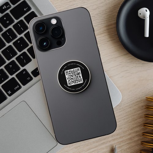 QR Code Business Professional Black PopSocket