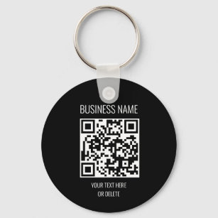 QR Code Business Professional Black White Circle Keychain