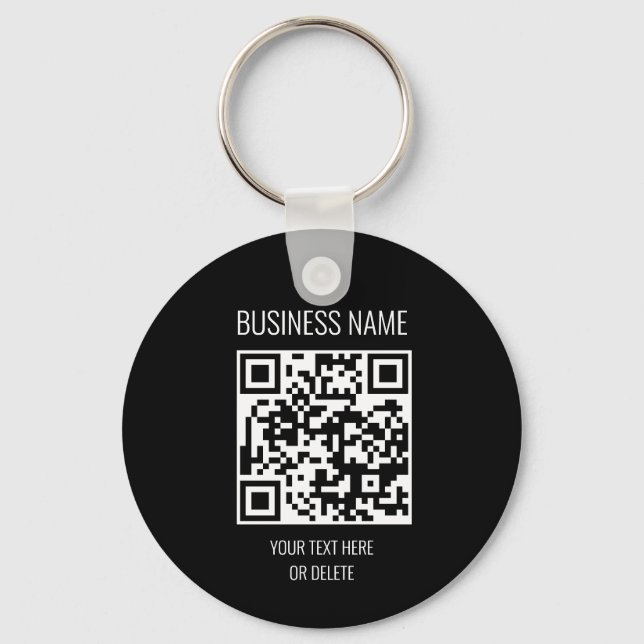 QR Code Business Professional Black White Circle Keychain (Front)