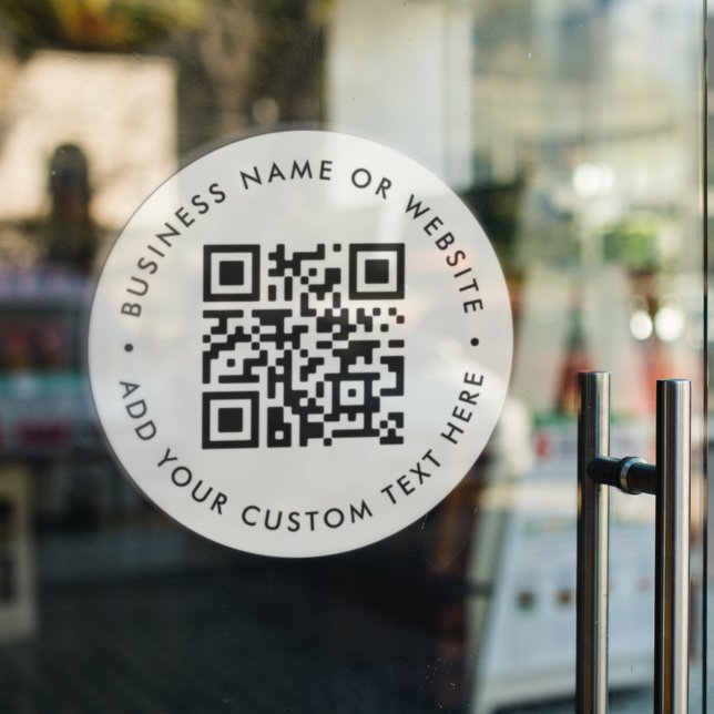 QR Code | Business Professional Gray Round  Window Cling (Interactive editable QR code window cling signs to promote your business, products or services.)