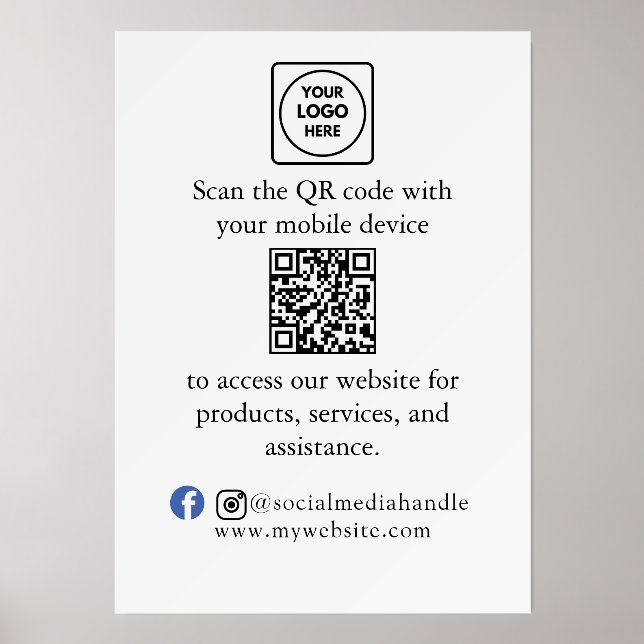 QR Code Business Promotional Display Sign Holder (Front)
