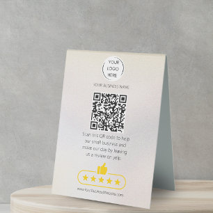QR code business review YELP pearl Table Tent