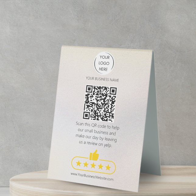 QR code business review YELP pearl Table Tent (Creator Uploaded)