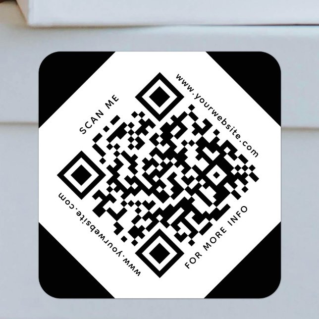 QR Code Business Scannable Company Black and White Square Sticker (Creator Uploaded)