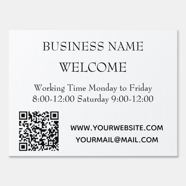 QR code Business Simple Welcome Sign (Front)