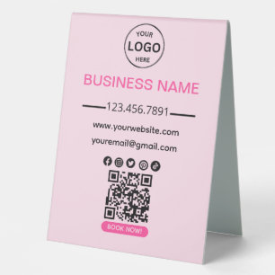 Qr Code Business Spa Logo Social Media Pink Table Tent