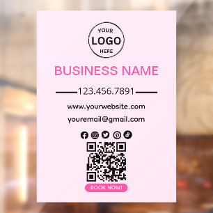 Qr Code Business Spa Logo Social Media Pink Window Cling