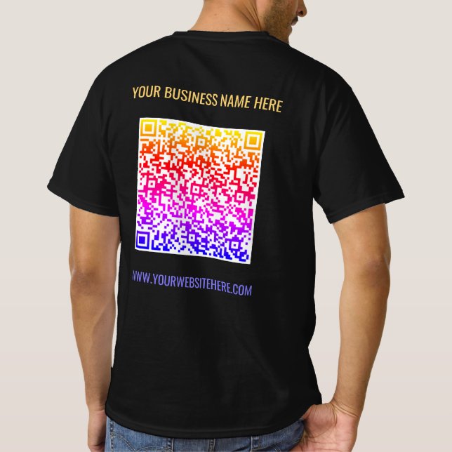 QR Code Business T-Shirt Custom Text and Colors (Back)