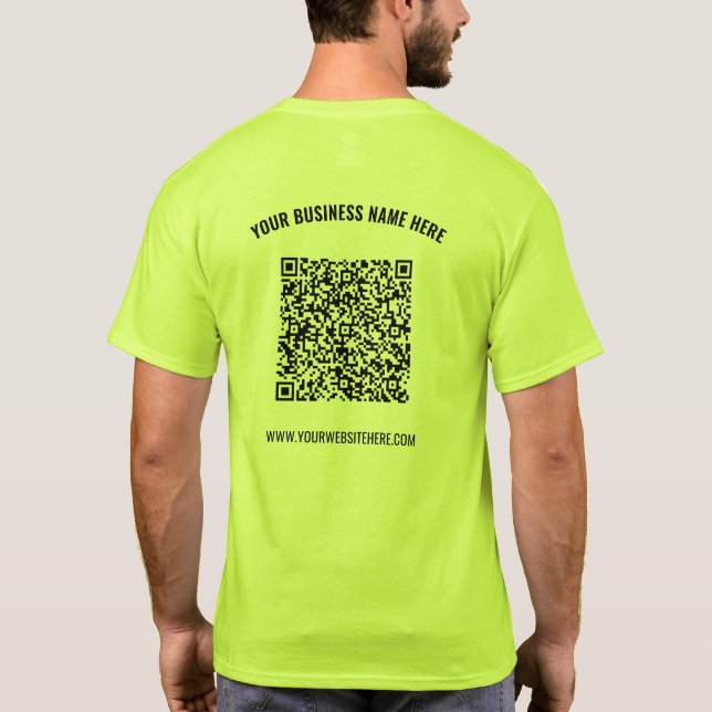 QR Code Business T-Shirt Template with Custom Text (Back)