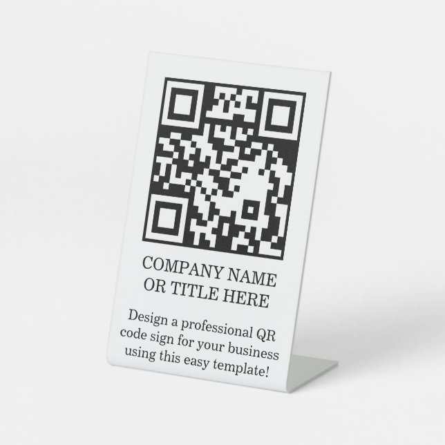 QR Code Business Tabletop Pedestal DIY Sign (Front)