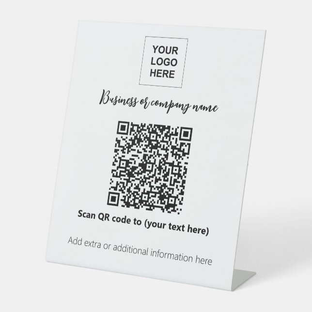 QR code business tabletop template Pedestal Sign (Front)