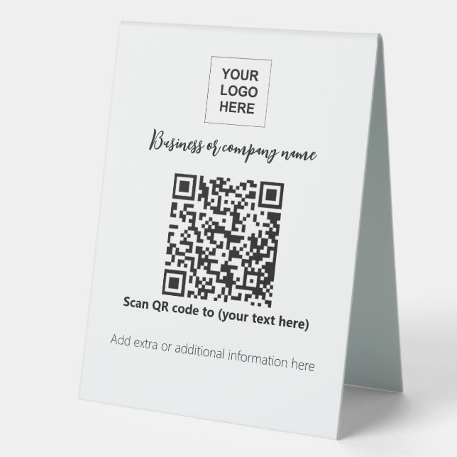 QR code business tabletop template Table Tent (Front)