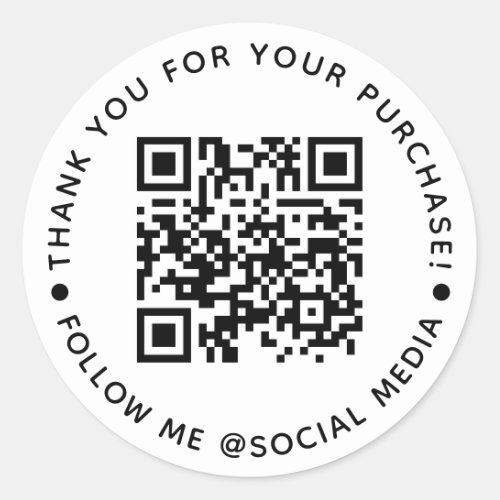 QR Code Business Thank You For Your Purchase Class Classic Round Sticker