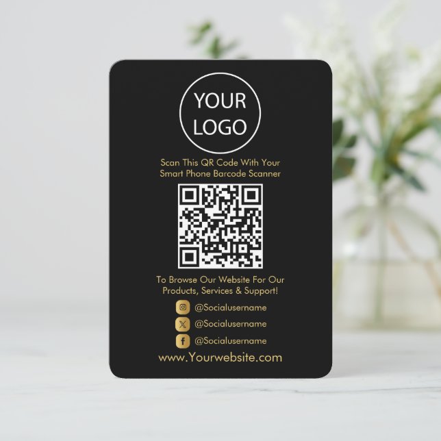 QR Code Business Website Scan Me Social Media Enclosure Card (Standing Front)