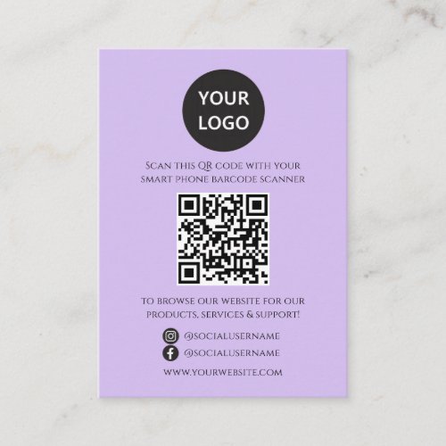 QR Code Business Website Scan Me Social Media Enclosure Card