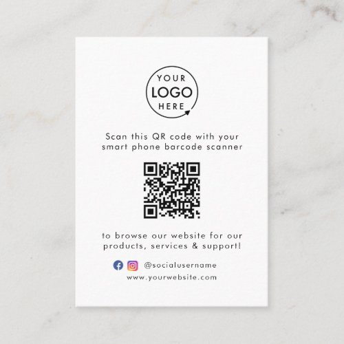 QR Code Business Website Scan Me Social Media Logo Business Card