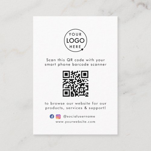 QR Code Business Website Scan Me Social Media Logo Business Card