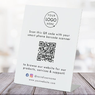 QR Code Business Website Scan Me Social Media Logo Pedestal Sign
