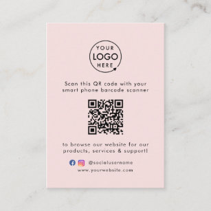 QR Code Business Website Scan Me Social Media Pink Business Card