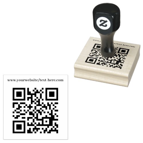 QR Code Business Your Text Modern Minimalist Rubber Stamp