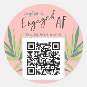 QR Code Buy Bride a Drink EngagedAF Bachelorette Classic Round Sticker