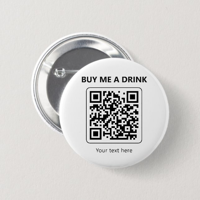 QR Code Buy Me A Drink Minimal Party Payment Button (Front & Back)