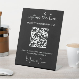 QR Code Capture the Love Wedding Photo Album Pedestal Sign