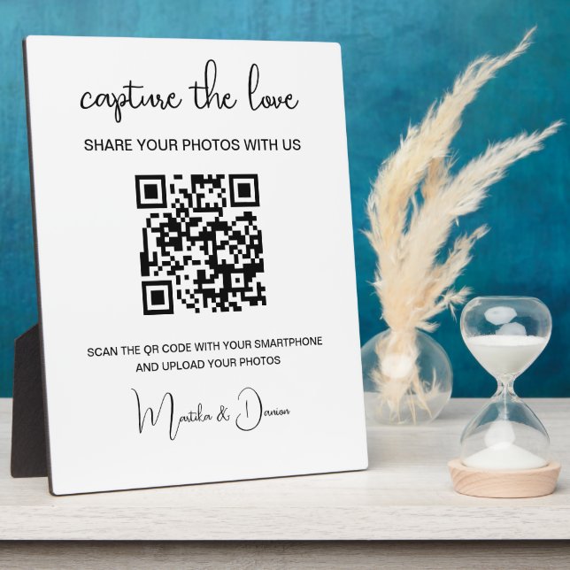 QR Code Capture the Love Wedding Photo Album  Plaque (Side)