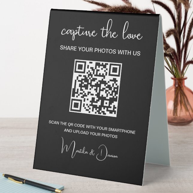 QR Code Capture the Love Wedding Photo Album  Table Tent (In SItu (Table))