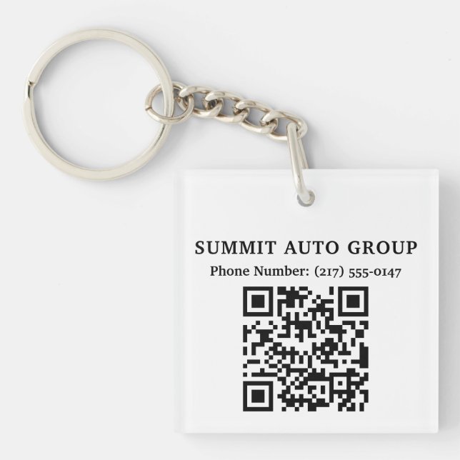 QR Code Car Dealer or Auto  Repair Promotional  Keychain (Front)