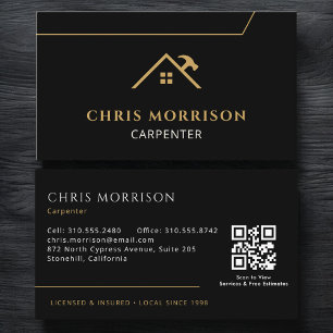 QR Code Carpenter Carpentry Contractor Business Card