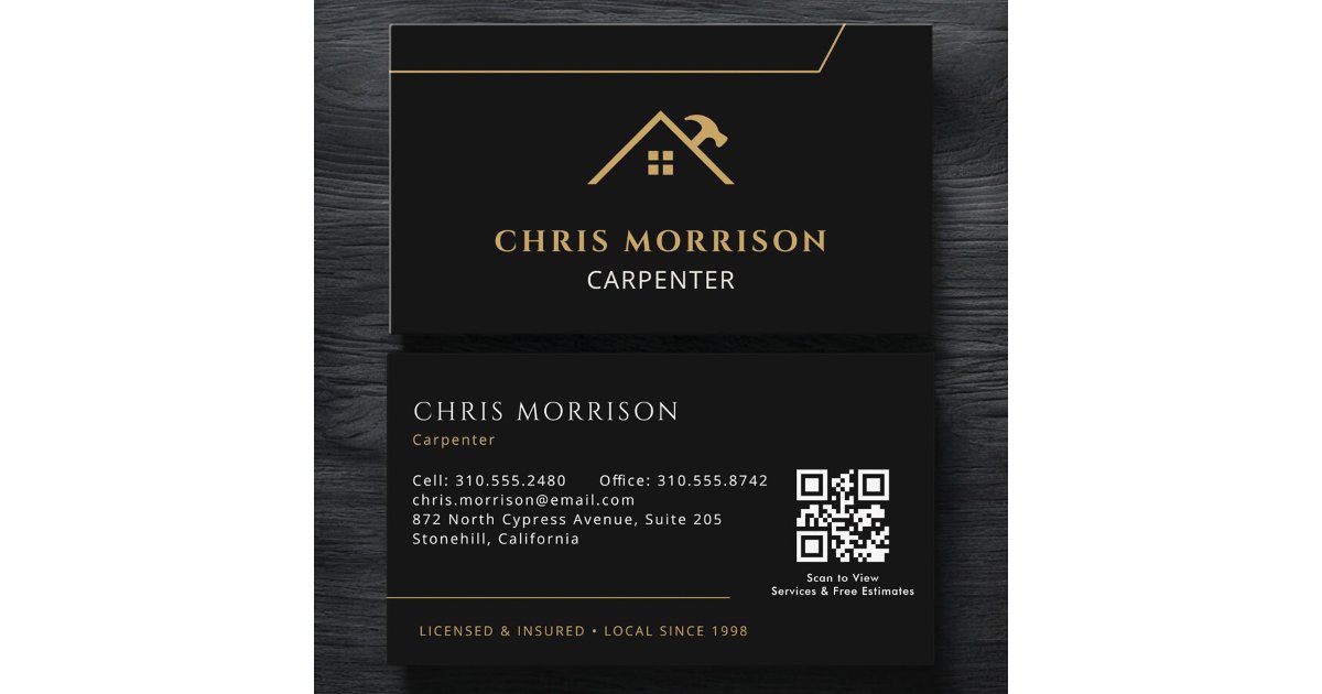 QR Code Carpenter Carpentry Contractor Business Card | Zazzle