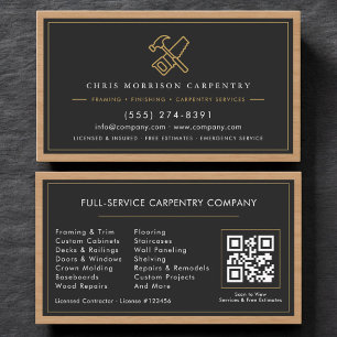 QR Code Carpenter Carpentry Services Business Card